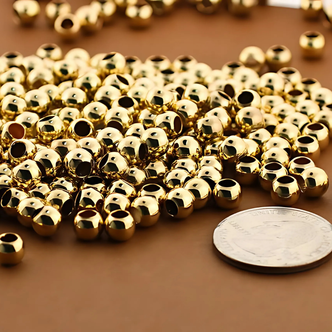 6mm Golden round beads - 50 gm