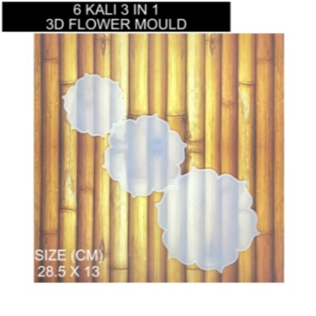 6 Kali 3 In 1 3D Flower Mold