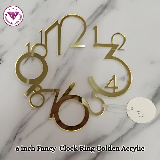 6 inch Fancy  Clock Ring Golden Acrylic