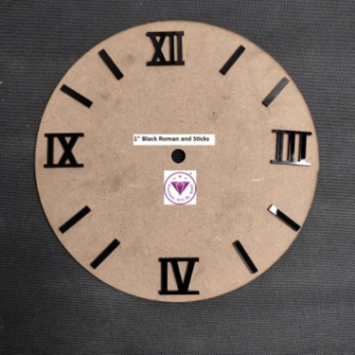 1.5 inch Black Number Clock (Roman and Sticks) 1.5 inch Black Number Clock (Roman and Sticks) - Image 1