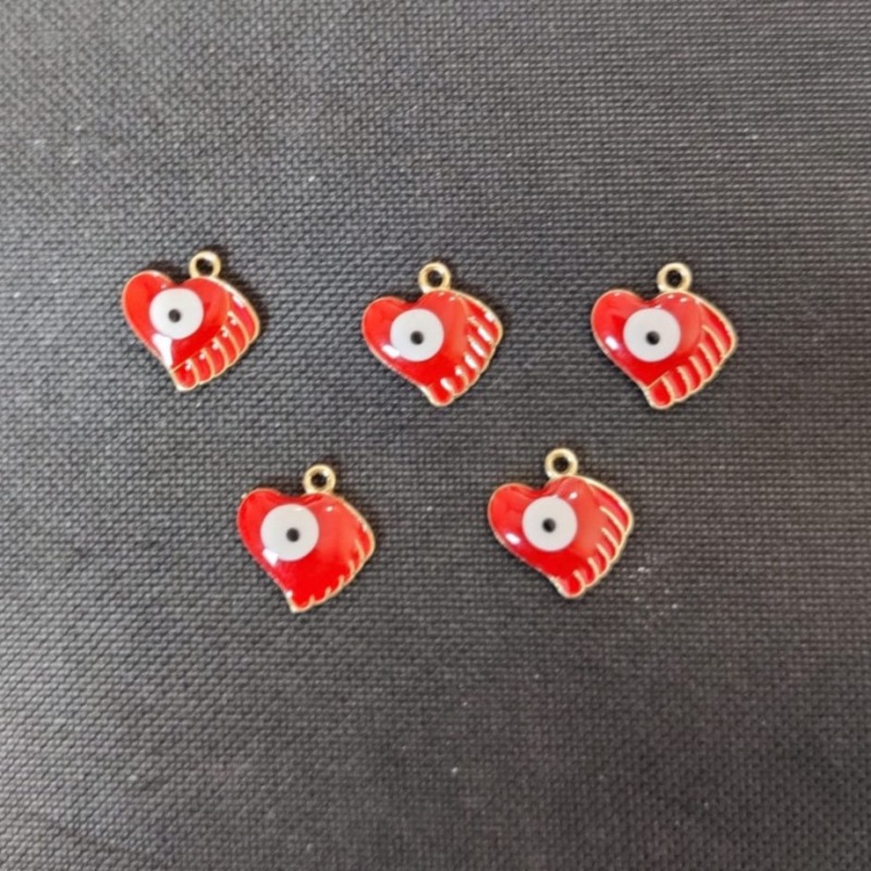 Red Evil Eye 3 Heart Charm