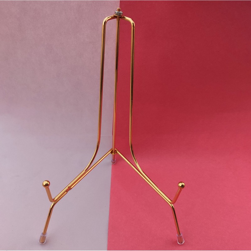 62282c5794e4b_1751_2142 10 inch Golden Metal Stand - Type Foldable - Image 1