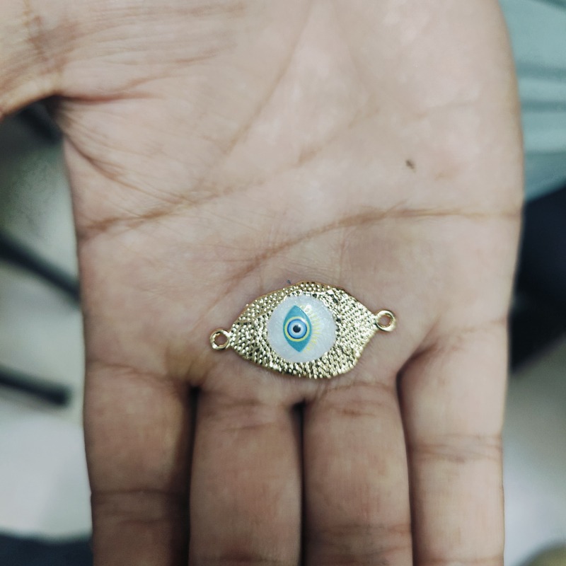 Green Agate Shape Evil Eye 21 Rakhi Charm